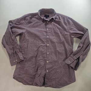 Scott Barber Button Down Shirt Large Red Blue Check Cotton
